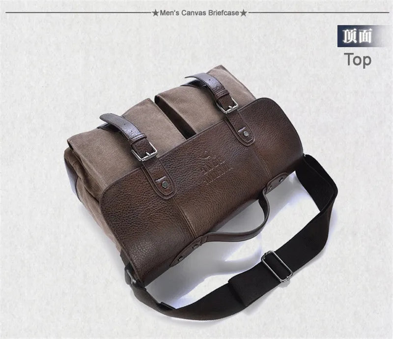 Military Canvas Messenger Bag – Men's Crossbody Laptop Satchel