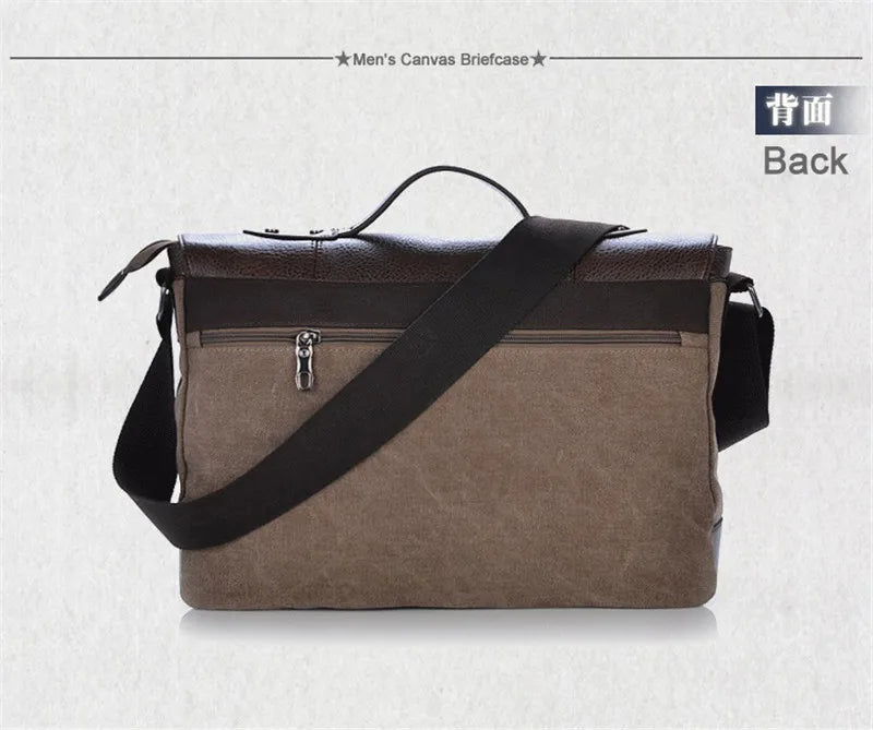 Military Canvas Messenger Bag – Men's Crossbody Laptop Satchel