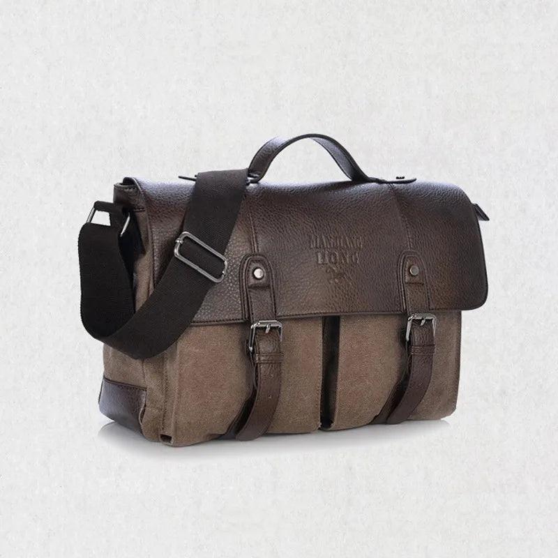 Military Canvas Messenger Bag – Men's Crossbody Laptop Satchel
