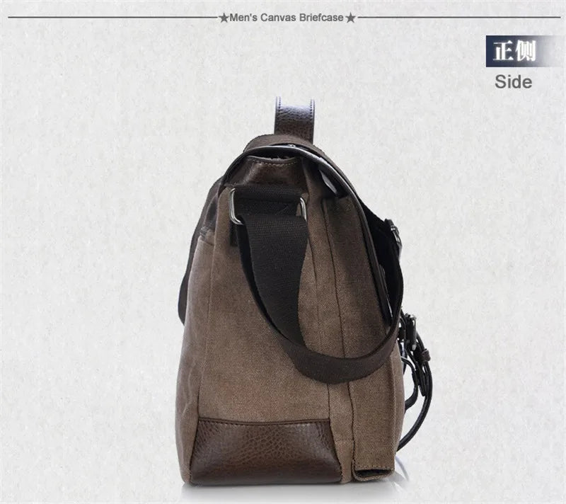 Military Canvas Messenger Bag – Men's Crossbody Laptop Satchel