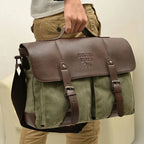 Military Canvas Messenger Bag – Men's Crossbody Laptop Satchel