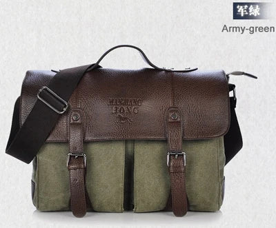 Military Canvas Messenger Bag – Men's Crossbody Laptop Satchel