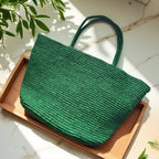 Handwoven Straw Tote Bag – Large Natural Raffia Beach Bag