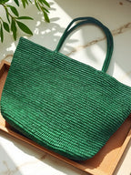 Handwoven Straw Tote Bag – Large Natural Raffia Beach Bag
