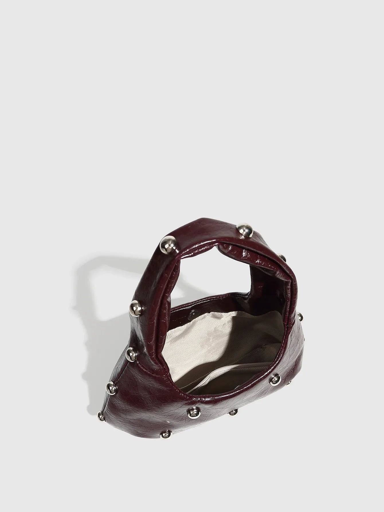 Half-Moon Shoulder Bag – Soft PU Leather Handbag with Rivet Detail