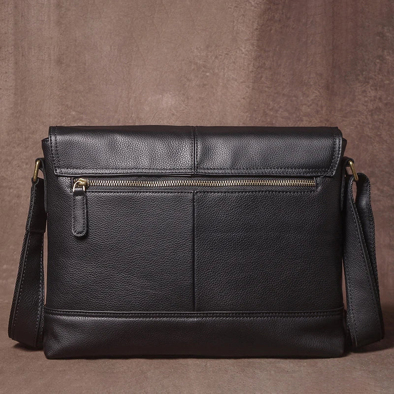 Men's Genuine Leather Crossbody Briefcase – Vintage Cowhide Messenger Bag