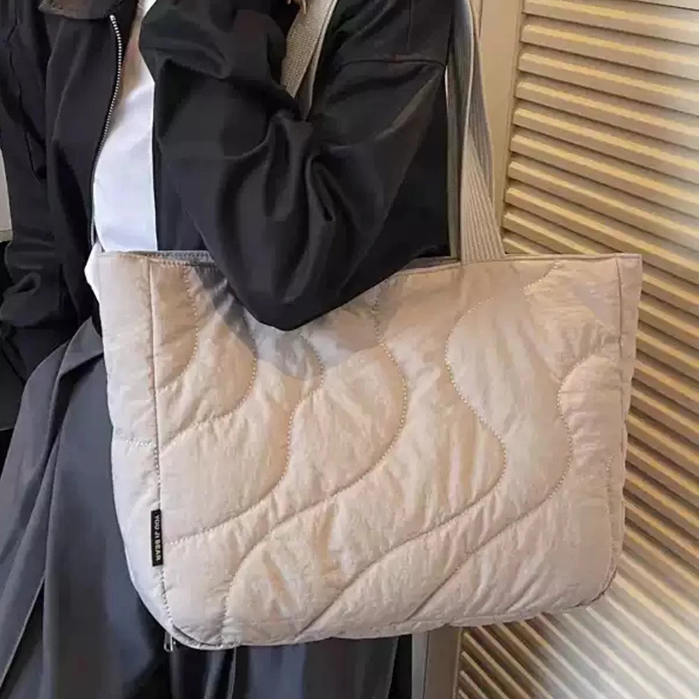 Women's 16" Laptop Tote Bag – Foldable Quilted Shoulder Bag