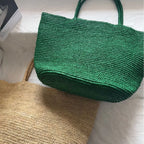Handwoven Straw Tote Bag – Large Natural Raffia Beach Bag