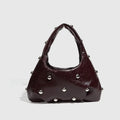 Half-Moon Shoulder Bag – Soft PU Leather Handbag with Rivet Detail