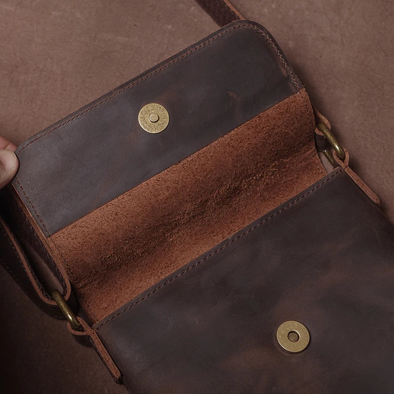 Men's Crazy Horse Leather Crossbody Satchel – Vintage Messenger Bag