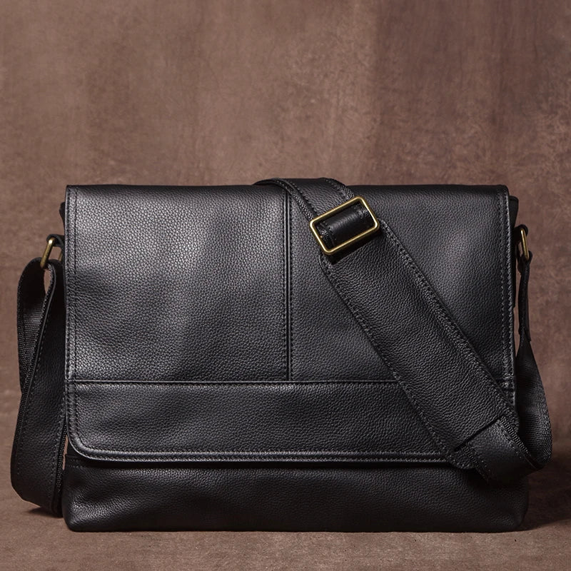 Men's Genuine Leather Crossbody Briefcase – Vintage Cowhide Messenger Bag