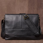 Men's Genuine Leather Crossbody Briefcase – Vintage Cowhide Messenger Bag