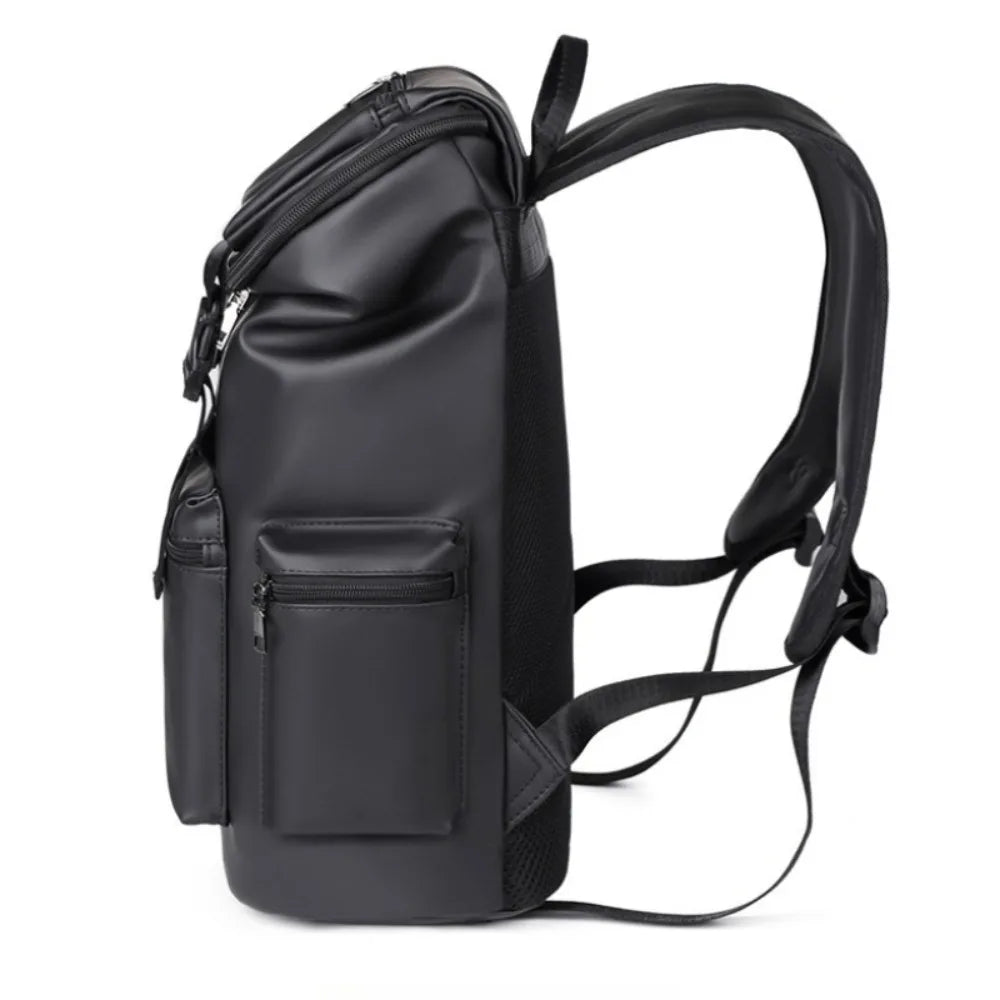 PU Leather Travel Backpack – 20-35L Student & Commuter Laptop Bag