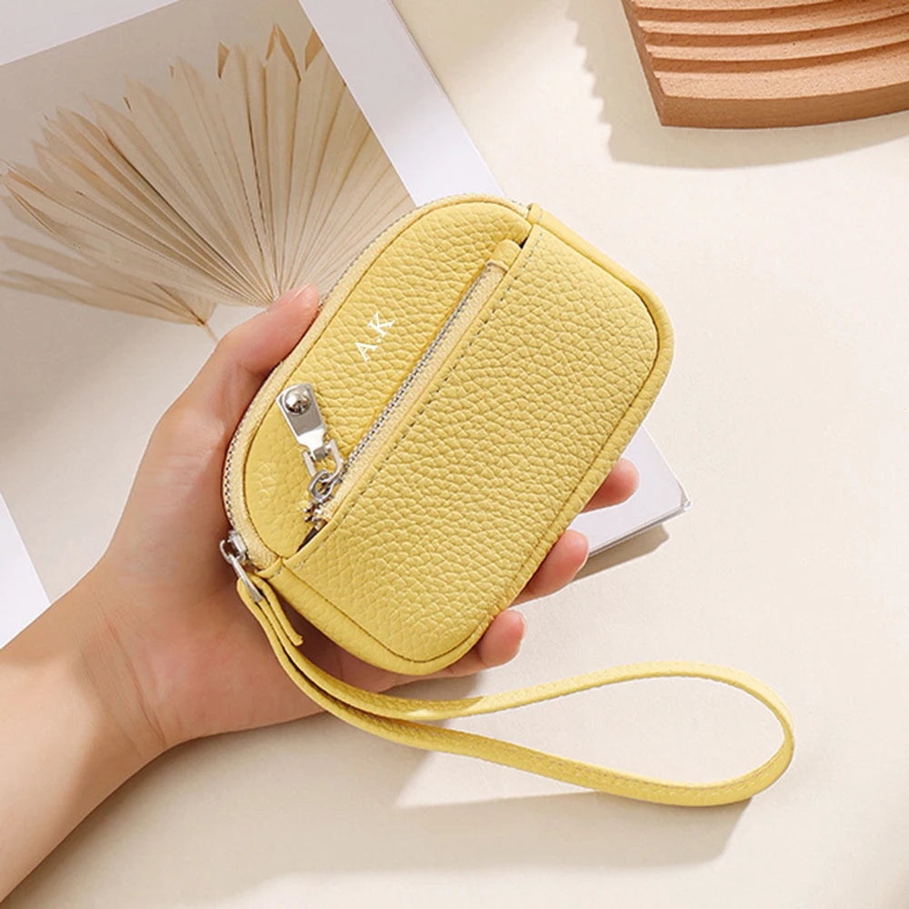 Personalized Name Mini Wristlet Purse – PU Leather Zip Pouch