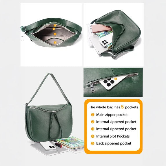 Zency Soft Leather Hobo Bag – Women's Work & Travel Shoulder Bag