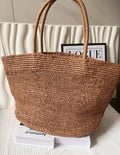 Handwoven Straw Tote Bag – Large Natural Raffia Beach Bag