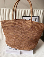Handwoven Straw Tote Bag – Large Natural Raffia Beach Bag