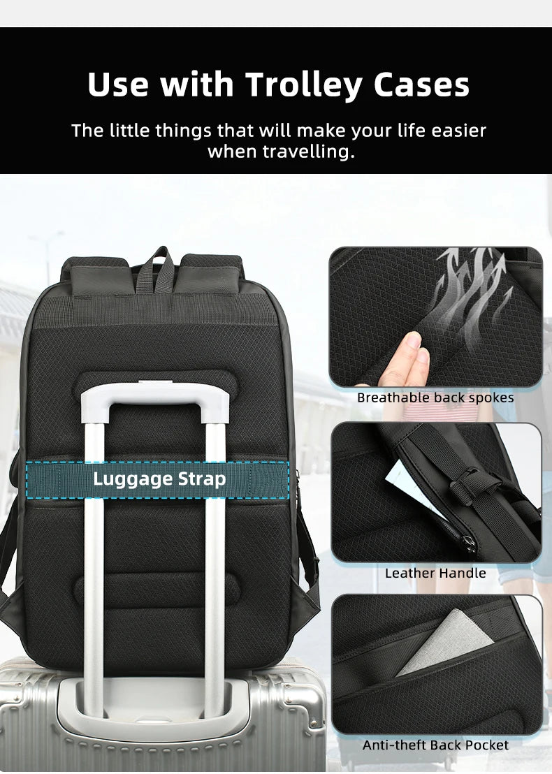 Men's Waterproof Laptop Backpack – 17.3" Business Backpack with USB Charging