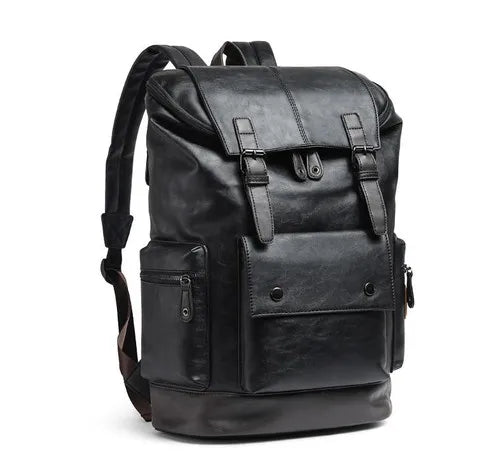 Men's Anti-Theft Travel Laptop Backpack – PU Leather Business Bag
