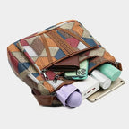Geometric Patchwork Shoulder Bag – Adjustable Strap Tote