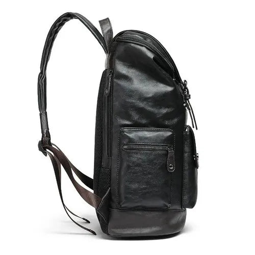 Men's Anti-Theft Travel Laptop Backpack – PU Leather Business Bag