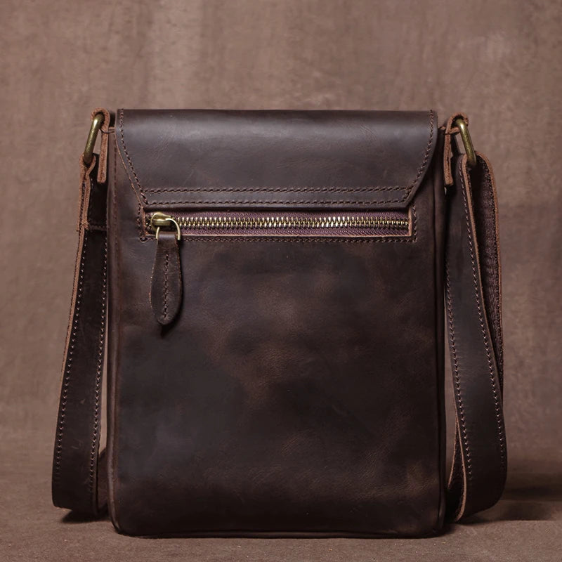 Men's Crazy Horse Leather Crossbody Satchel – Vintage Messenger Bag