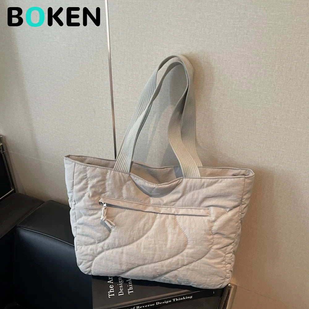 Women's 16" Laptop Tote Bag – Foldable Quilted Shoulder Bag