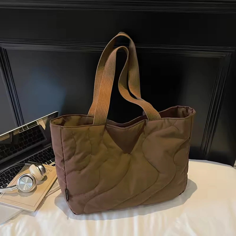 Women's 16" Laptop Tote Bag – Foldable Quilted Shoulder Bag