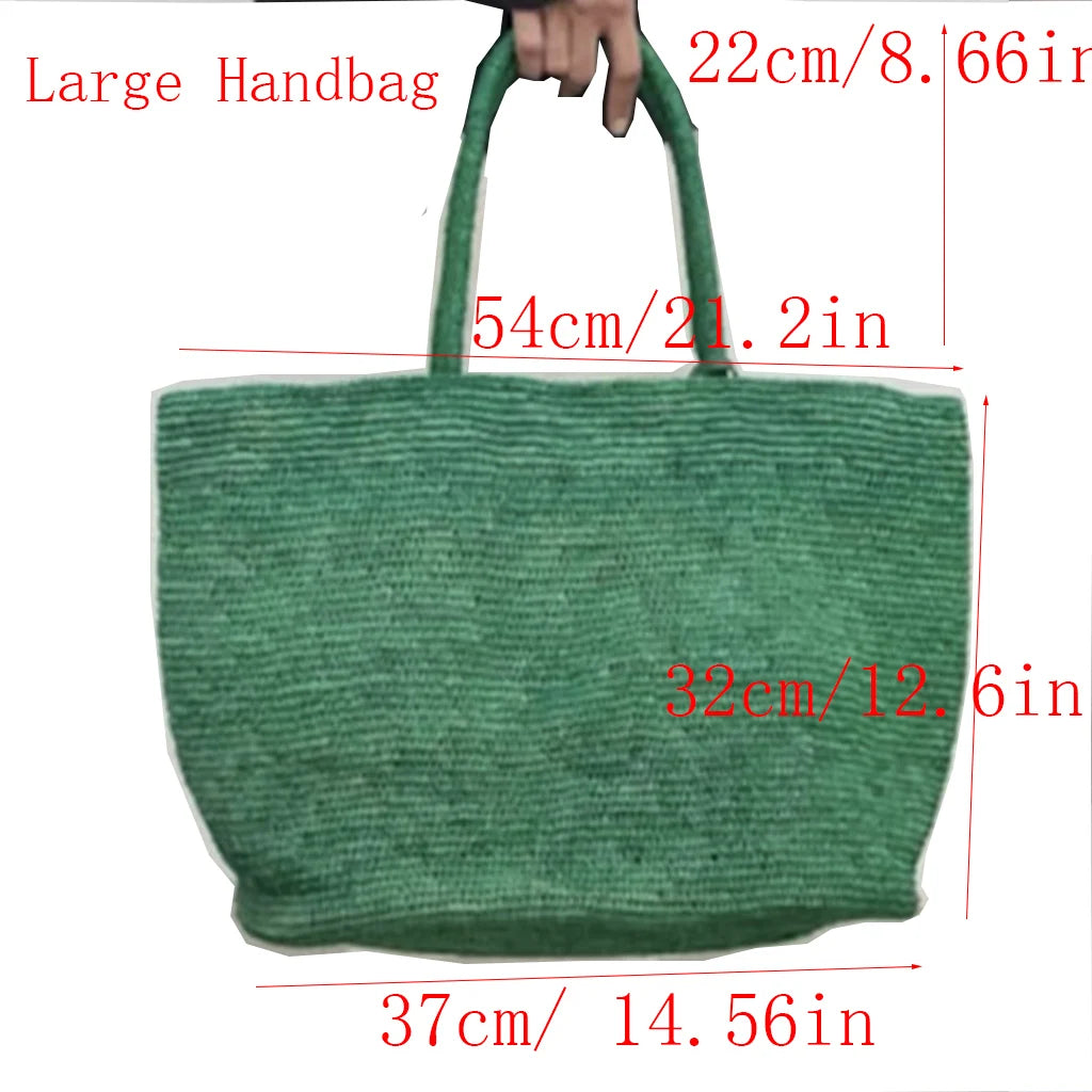 Handwoven Straw Tote Bag – Large Natural Raffia Beach Bag