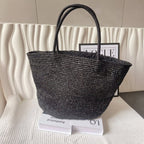 Handwoven Straw Tote Bag – Large Natural Raffia Beach Bag