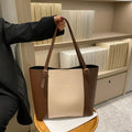 Women's Minimalist Gold-Hardware Tote Bag – Detachable-Pouch Work Handbag
