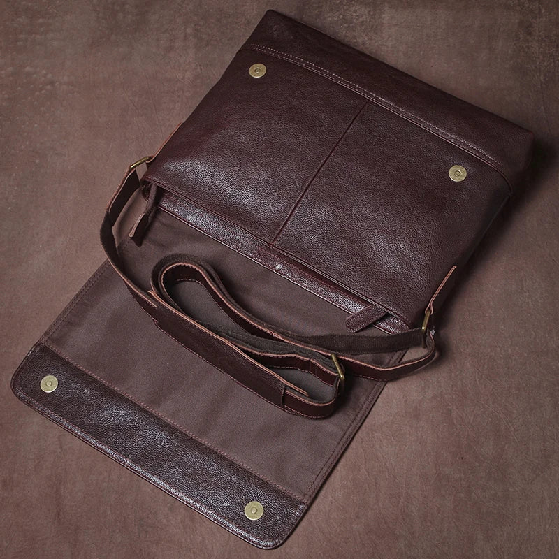 Men's Genuine Leather Crossbody Briefcase – Vintage Cowhide Messenger Bag