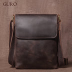Men's Crazy Horse Leather Crossbody Satchel – Vintage Messenger Bag