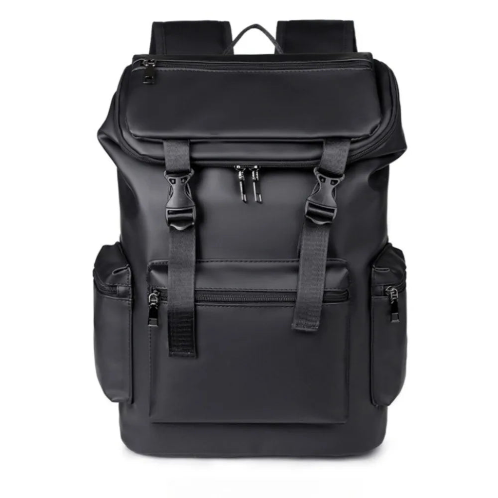PU Leather Travel Backpack – 20-35L Student & Commuter Laptop Bag