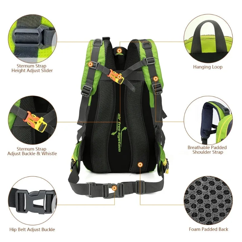 40L Water-Resistant Hiking Backpack – Trekking & Camping Daypack