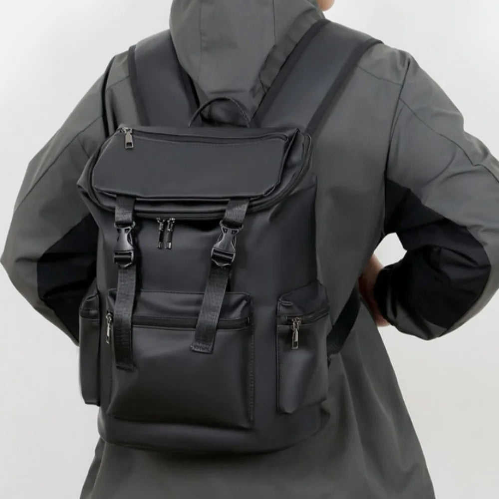 PU Leather Travel Backpack – 20-35L Student & Commuter Laptop Bag