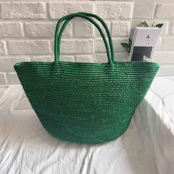 Handwoven Straw Tote Bag – Large Natural Raffia Beach Bag
