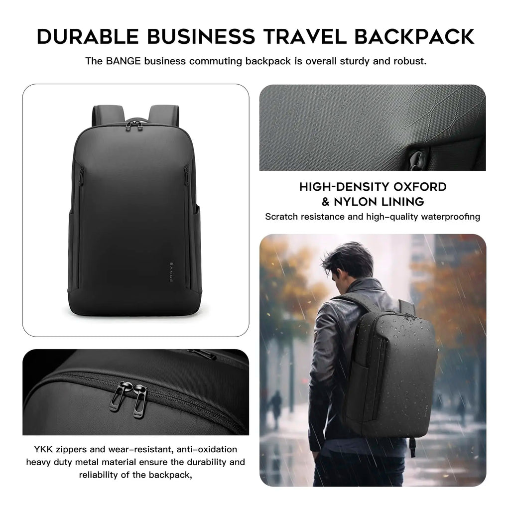 Bange Men's Backpack – Water-Resistant 15.6" Laptop Bag with YKK Zippers