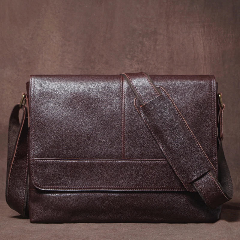 Men's Genuine Leather Crossbody Briefcase – Vintage Cowhide Messenger Bag