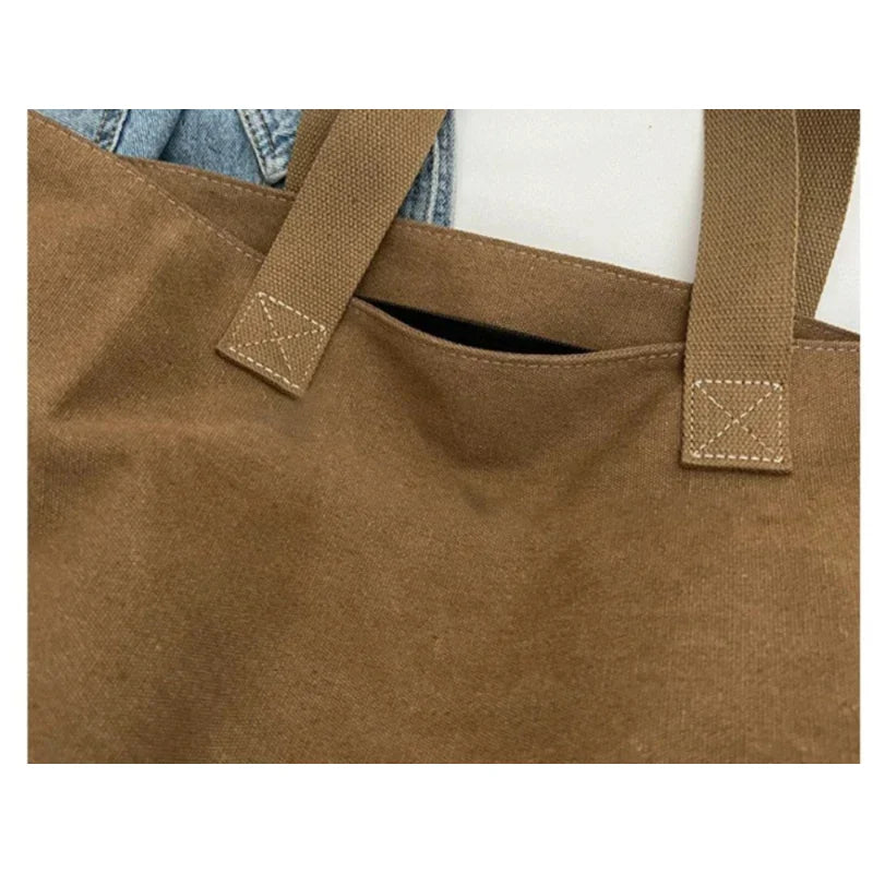 Canvas Tote Bag for Women – Large Capacity Shoulder Bag with Zip Closure