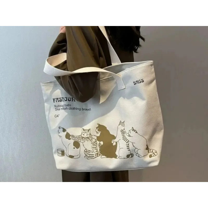 Canvas Tote Bag for Women – Large Capacity Shoulder Bag with Zip Closure